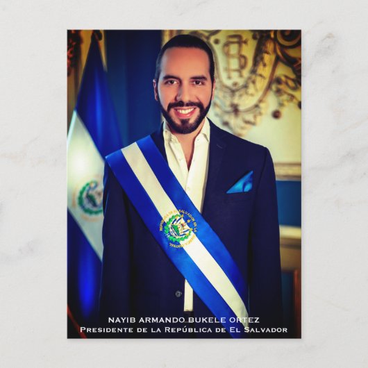 Nayib Bukele, Präsident von El Salvadore Postkarte (Vorderseite)