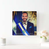 Nayib Bukele, Präsident von El Salvadore Quadratische Wanduhr (Zuhause)