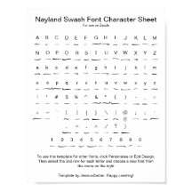 Nayland Swash Schriftart Character Sheet for Zazzl