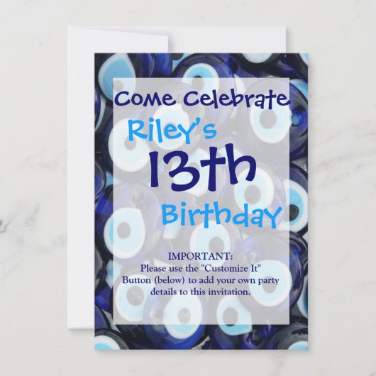 Nazar Amulets Evil Eye Stones Blue Pattern Einladung (Vorderseite)