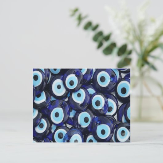 Nazar Amulets Evil Eye Stones Blue Pattern Postkarte (Stehend Vorderseite)