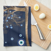 Nazar-Armbaum - Gold auf dunkelblau Geschirrtuch (Viertel Falte)