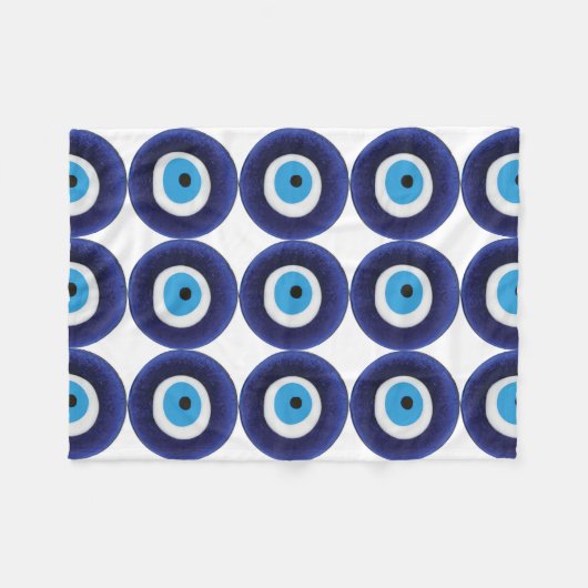 Nazar-Blicks-Schutz-Amulett-blaues Perlen-Symbol Fleecedecke (Vorderseite (Horizontal))