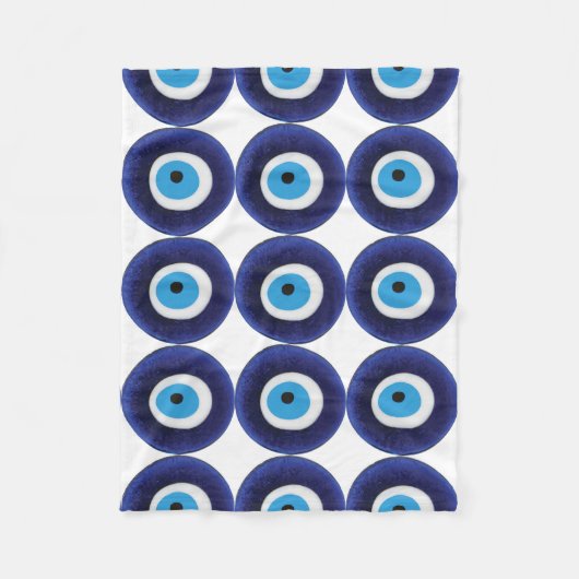 Nazar-Blicks-Schutz-Amulett-blaues Perlen-Symbol Fleecedecke (Vorderseite)