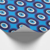 Nazar-Blicks-Schutz-Amulett-blaues Perlen-Symbol Geschenkpapier (Ecke)