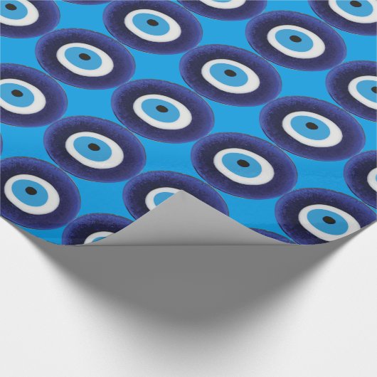 Nazar-Blicks-Schutz-Amulett-blaues Perlen-Symbol Geschenkpapier (Ecke)