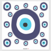 Nazar Evil Eye Circles Muster Mittelmeer Blau Aufkleber (Blatt)