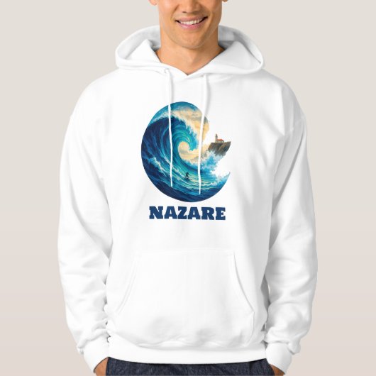 Nazaré Big Wave Portugal Hoodie – Surf Coastline A (Vorderseite)