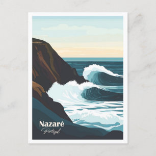 Nazare Portugal Artwork Travel Place Illustration Postkarte