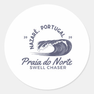 Nazaré Portugal Big Wave Surfen Surf Swell Chaser Runder Aufkleber