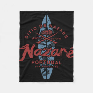 Nazare Portugal Surfen Vintage _1  Fleecedecke