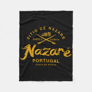 Nazare Portugal Surfen Vintage Retro Fleecedecke