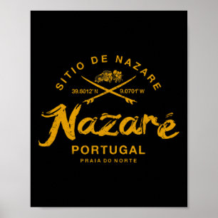 Nazare Portugal Surfen Vintage Retro Poster