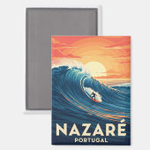 Nazare Portugal Surfing Magnet (Vorderseite/Rückseite)