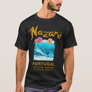 Nazare Portugal Vintag Retro Surfing 986 T-Shirt