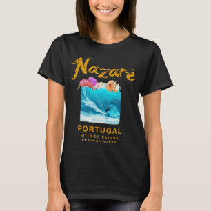 Nazare Portugal Vintag Retro Surfing 986 T-Shirt