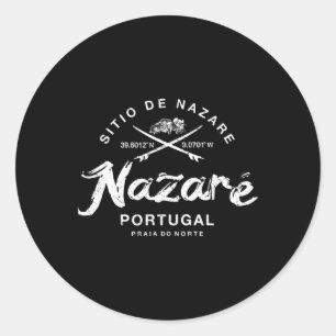Nazaré Portugal Vintage Retro Surfen Runder Aufkleber