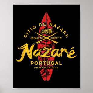 Nazare Portugal Vintage Surfen _1 Poster