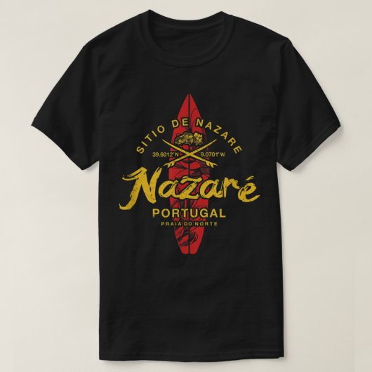 Nazare Portugal Vintage Surfing 498 T-Shirt (Design vorne)