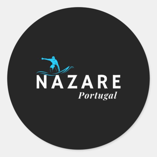 Nazare Portugal Wave Surf Surfing Surfer Runder Aufkleber (Vorderseite)