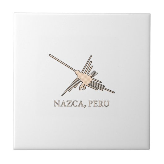 Nazca Hummingbird Geoglyph Newsprint Fliese (Vorderseite)