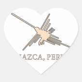 Nazca Hummingbird Geoglyph Newsprint Herz-Aufkleber (Vorderseite)