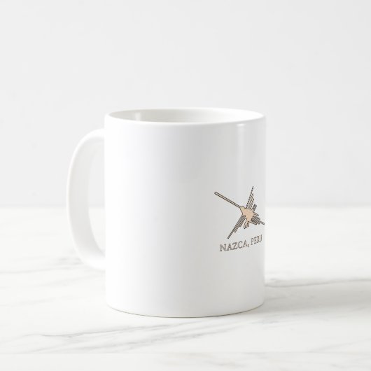 Nazca Hummingbird Geoglyph Newsprint Kaffeetasse (Vorderseite Links)