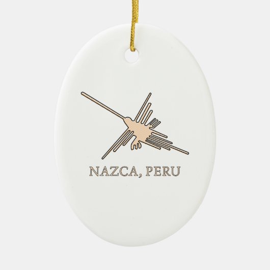 Nazca Hummingbird Geoglyph Newsprint Keramik Ornament (Vorne)