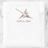 Nazca Hummingbird Geoglyph Newsprint Ovaler Aufkleber (Tasche)