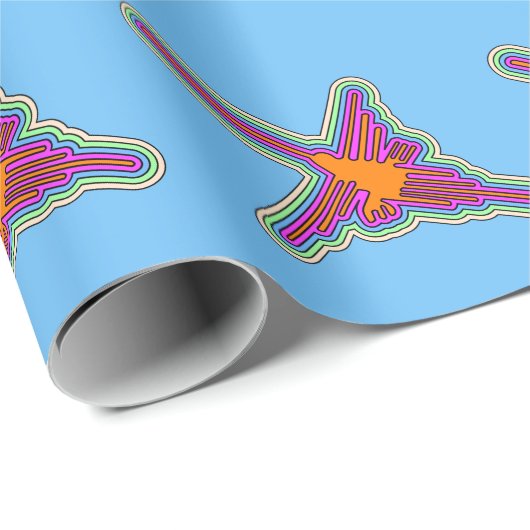 Nazca Hummingbird Peru Zeichnend auf Light Blue Bl Geschenkpapier (Rolleneckpunkt)