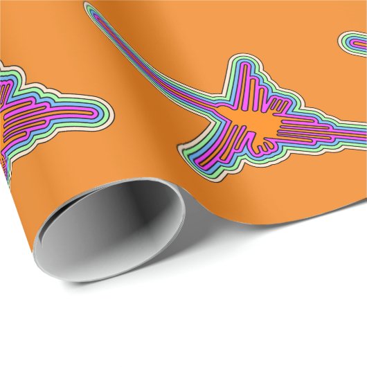 Nazca Hummingbird Peru Zeichnend auf Orange Geschenkpapier (Rolleneckpunkt)