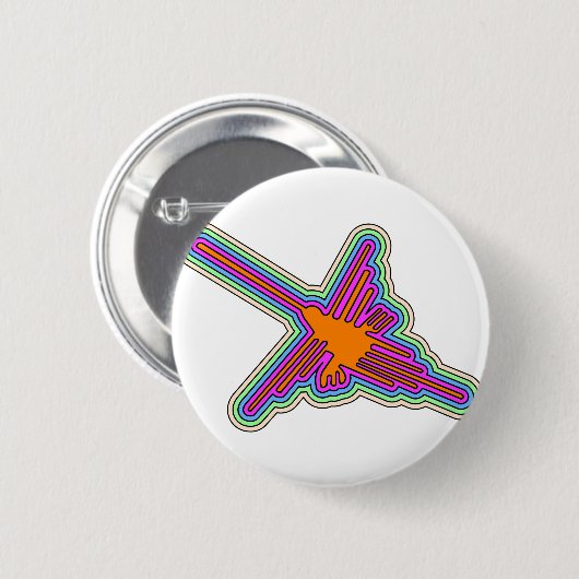 Nazca Hummingbird Peru Zeichnend Button (Vorne & Hinten)