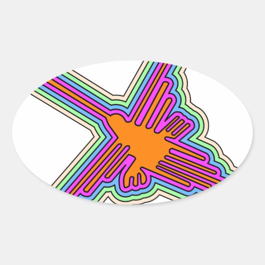 Nazca Hummingbird Peru Zeichnend Ovaler Aufkleber (Vorderseite)