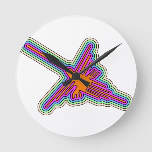 Nazca Hummingbird Peru Zeichnend Runde Wanduhr (Vorderseite)