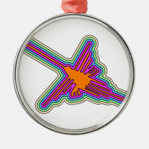 Nazca Hummingbird Peru Zeichnend Silbernes Ornament