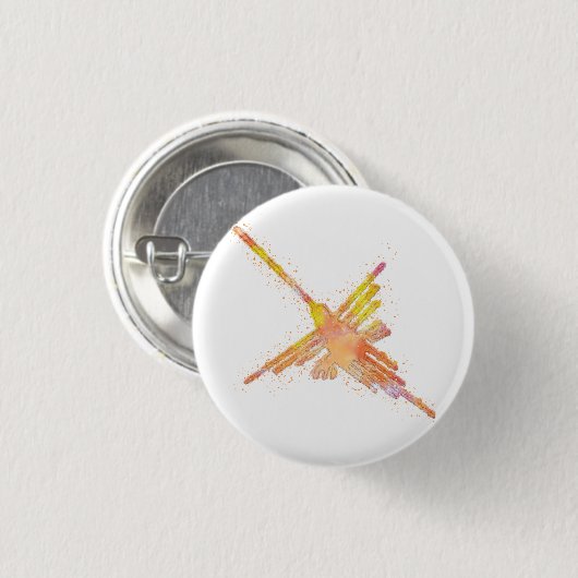 Nazca Lines Hummingbird Aquarell drucken Button (Vorne & Hinten)
