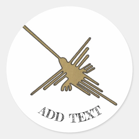 Nazca Lines Hummingbird Imitate Stickerei drucken Runder Aufkleber (Vorderseite)