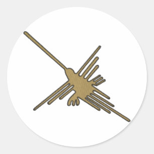 Nazca Lines Hummingbird Imitate Stickerei drucken Runder Aufkleber