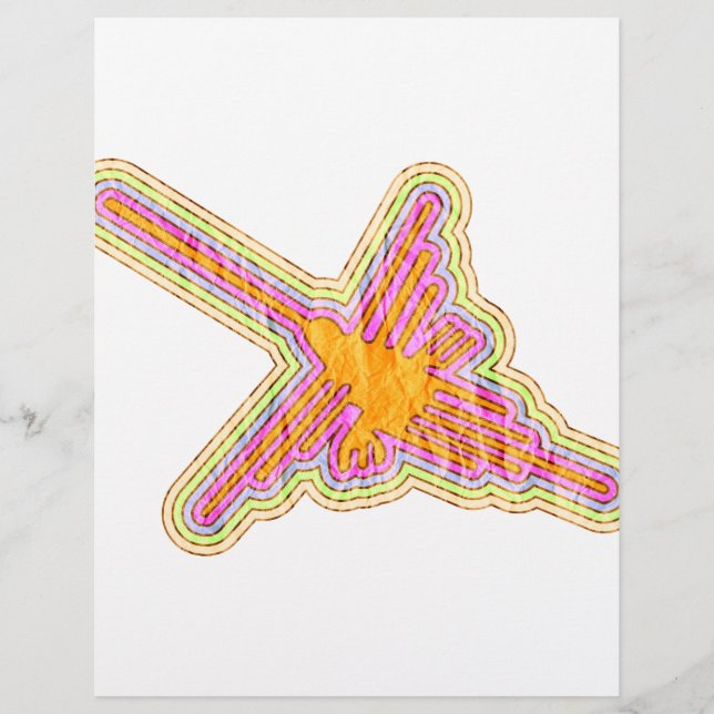 Nazca Lines Hummingbird mit zerknittertem Papieref (Vorderseite)
