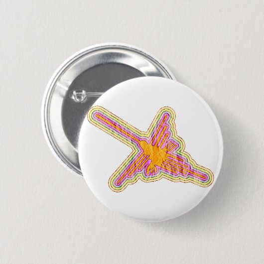 Nazca Lines Hummingbird mit zerknittertem Papieref Button (Vorne & Hinten)