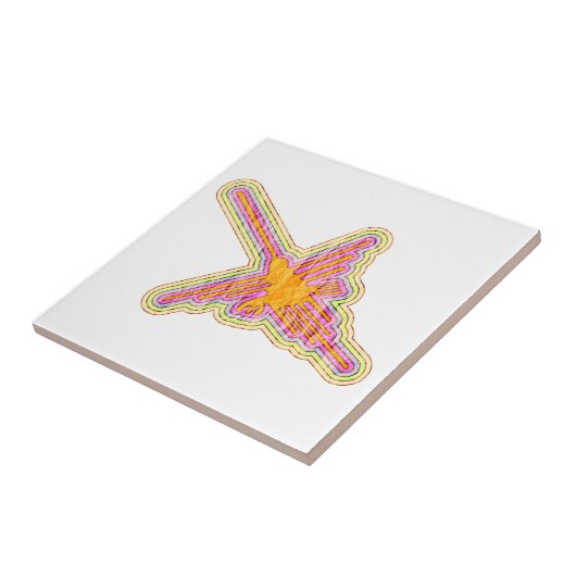 Nazca Lines Hummingbird mit zerknittertem Papieref Fliese (Seite)