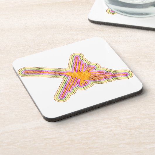 Nazca Lines Hummingbird mit zerknittertem Papieref Getränkeuntersetzer (Linke Seite)