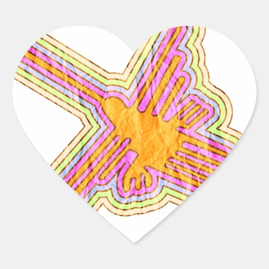 Nazca Lines Hummingbird mit zerknittertem Papieref Herz-Aufkleber (Vorderseite)