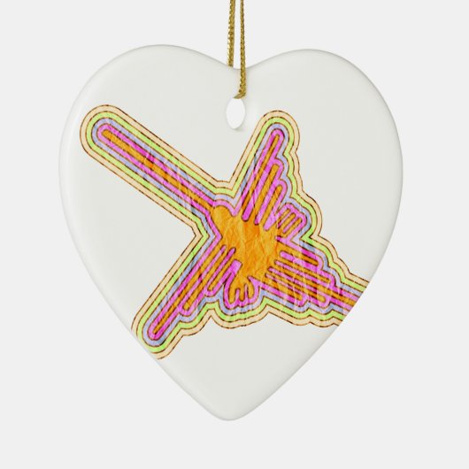 Nazca Lines Hummingbird mit zerknittertem Papieref Keramik Ornament (Rechts)
