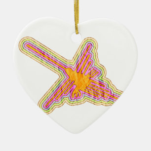 Nazca Lines Hummingbird mit zerknittertem Papieref Keramik Ornament