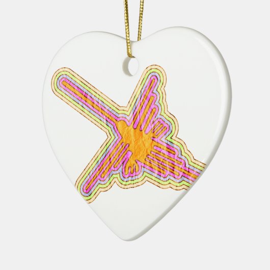 Nazca Lines Hummingbird mit zerknittertem Papieref Keramik Ornament (Links)