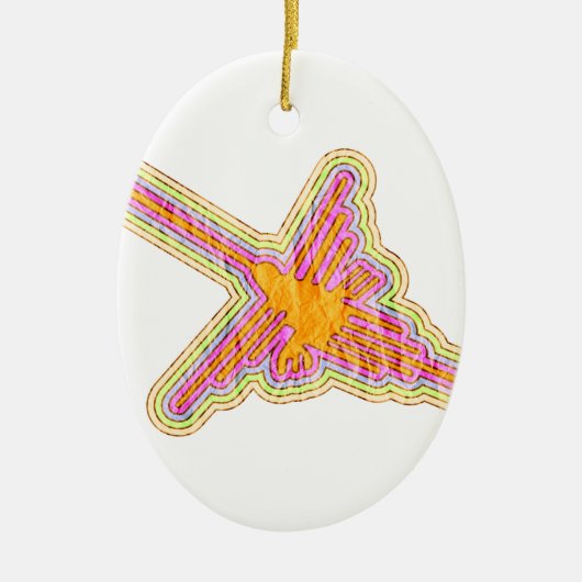 Nazca Lines Hummingbird mit zerknittertem Papieref Keramikornament (Vorne)