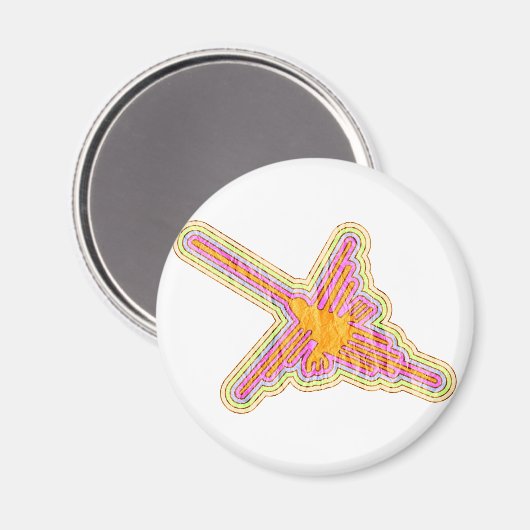 Nazca Lines Hummingbird mit zerknittertem Papieref Magnet (Vorderseite/Rückseite)