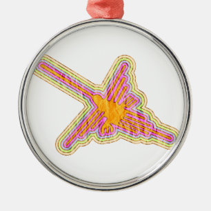 Nazca Lines Hummingbird mit zerknittertem Papieref Ornament Aus Metall
