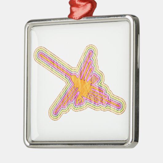 Nazca Lines Hummingbird mit zerknittertem Papieref Ornament Aus Metall (Links)